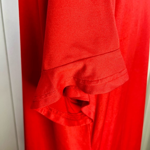 Doublju Bright Red V-Neck Short Sleeve Top - Picture 2 of 13